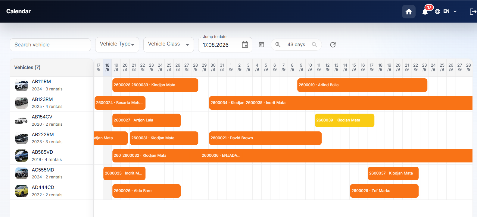 RentMan calendar workspace